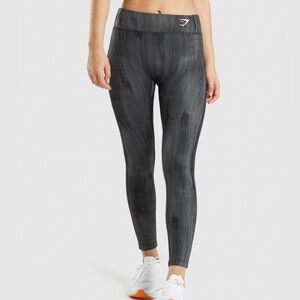 Gymshark High Waisted Sport Leggings Mesh Panels Pocket Black Gray Size M